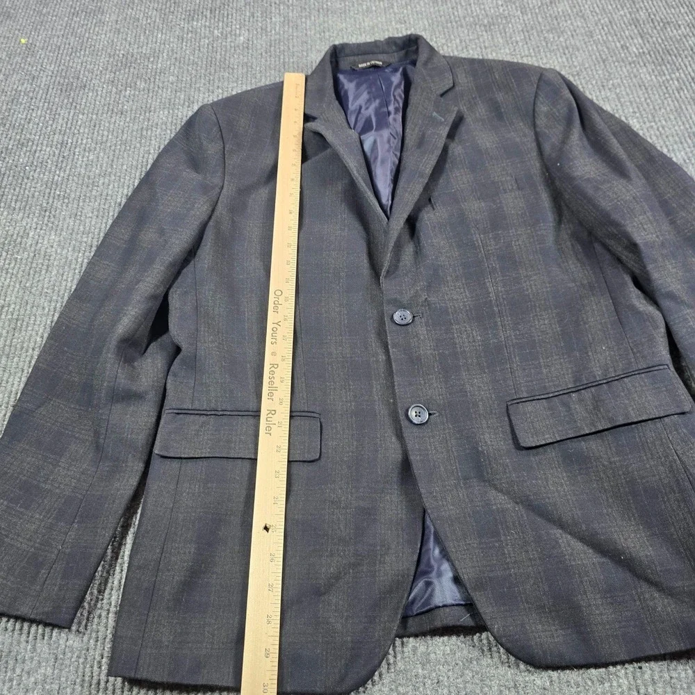 Banana Republic Blazer Jacket Mens 42 Gray Plaid Tailored Fit Lined Sport Coat